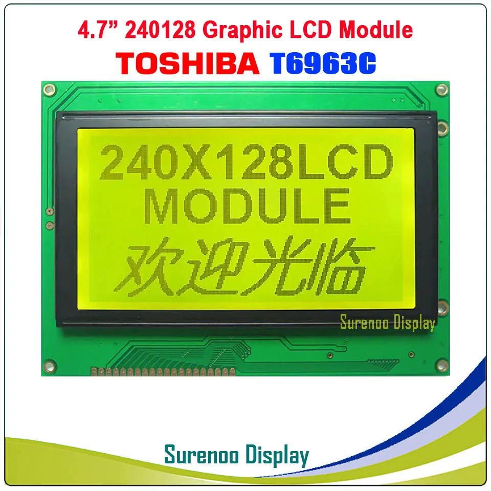 4 7 240128 240 128 T6963c Graphic Matrix Lcd Module Display Screen Panel Yellow Green Blue Negative With Backlight Lcd Modules Aliexpress