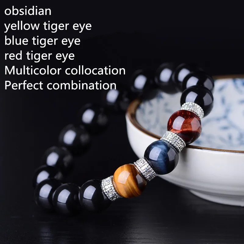 

Drop Shipping Natural Obsidian Bracelet Beads Carve Tiger Eye Stone Beads Lama Buddha Bracelet Rosary Bangle Fashion Jewelry