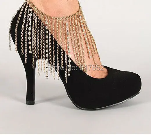 FREE SHIPPING New Style L60 Women Fashion Gold Chains Ankle Chains Gold Rhinestone Chains Anklets Jewelry