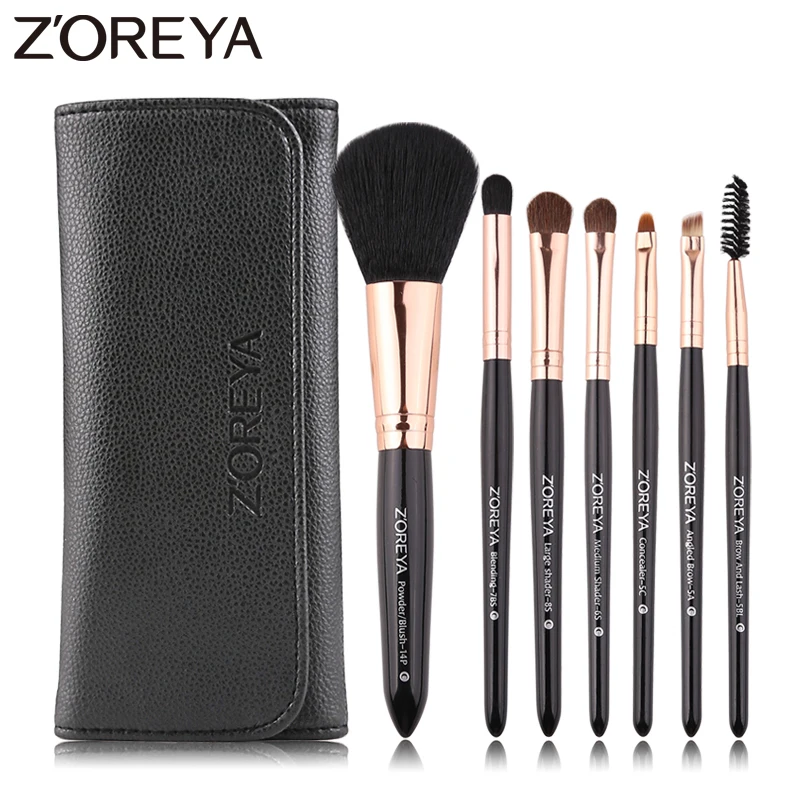 

Zoreya Brand New Arrival Blending Angled Brow Makeup Brushes High Quality Synthetic Hair Powder Eye Shadow Concealer Brush 7pcs