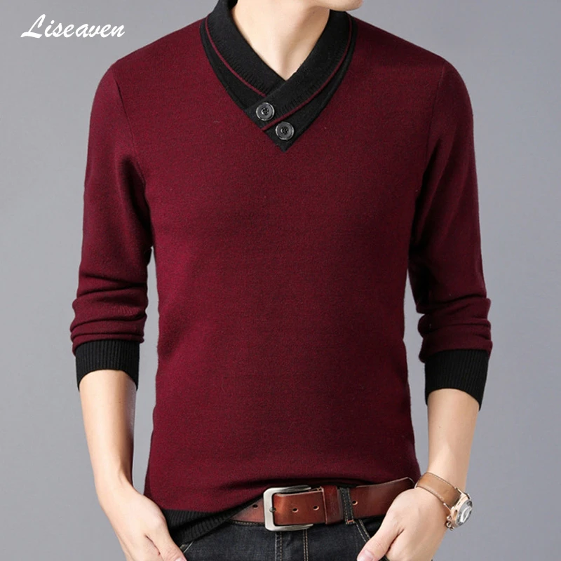 

Liseaven Men 2019 Spring V-Neck Pullover Sweater Men's Casual Pullovers Men's Clothing Full Sleeve Sweaters