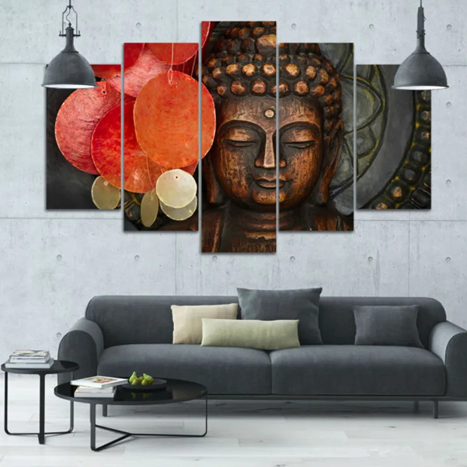 

Modern Wall Art Canvas HD Printed Oil Painting Frame Modular Poster 5 Pieces Buddha Buddhism Portrait Pictures Home Decor
