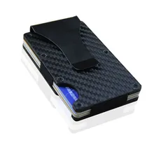 BISI GORO карбоновое волокно черный Серебряный держатель для кредитных карт с RFID Анти-главный кошелек металлический мини зажим для денег бренд Мода