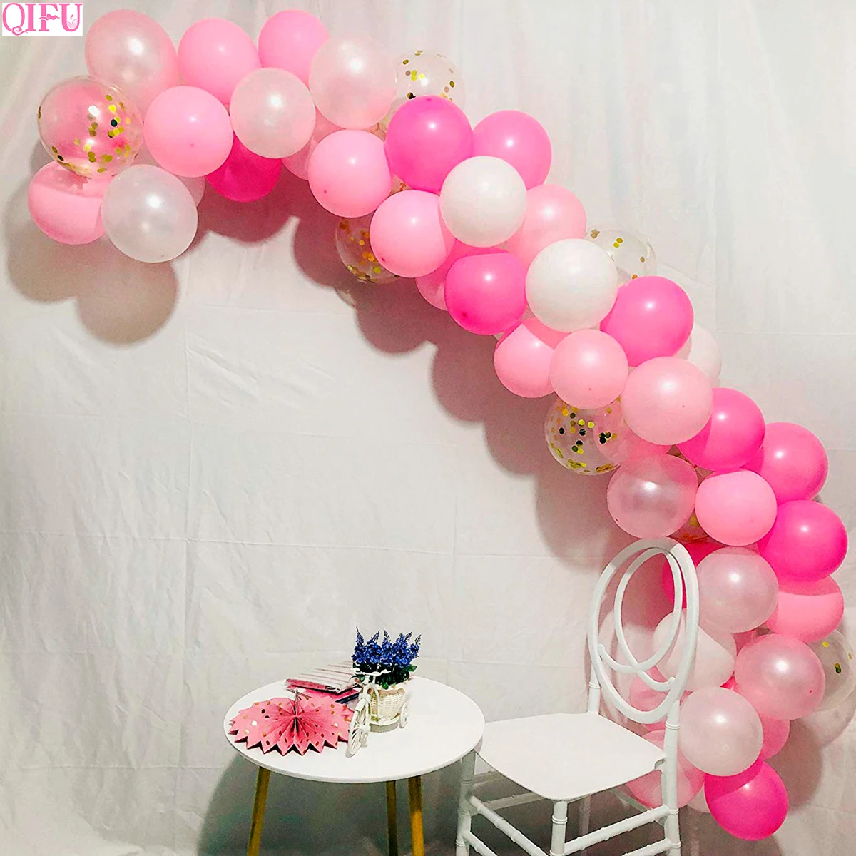 

QIFU 107pcs Wedding Balloons Air Balloons Confetti Baby Baptism Christening Balloons Rose Gold Baloon Arch Ballons Accessories
