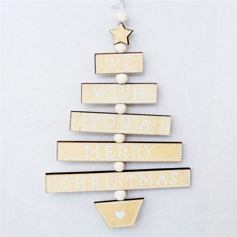 Fashion Letter Christmas Tree Ornament Decoration Cute Wooden Tag Hanging Pendant Christmas Decorations for Home #F#6OT15 (19)