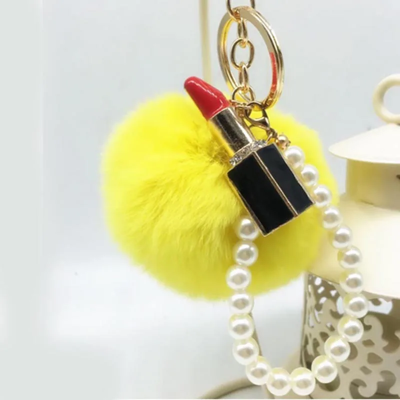 Женский брелок для ключей пикантный с помпоном из меха кролика Рекс модель EH430|fur