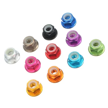 

SULEVE New 10Pcs/Set M3AN7 M3*3mm Aluminum Alloy Flange Nylon Self-locking Nut for FPV RC Multi-color blue Red Purple Pink