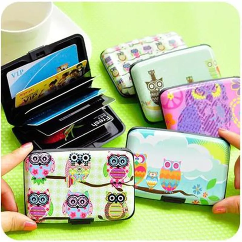 

2018 Cute Owl Printed Wallet Case Credit Card Holder 7 Cards Slots Theft Proof with Extra Security Layers Carteira Feminina
