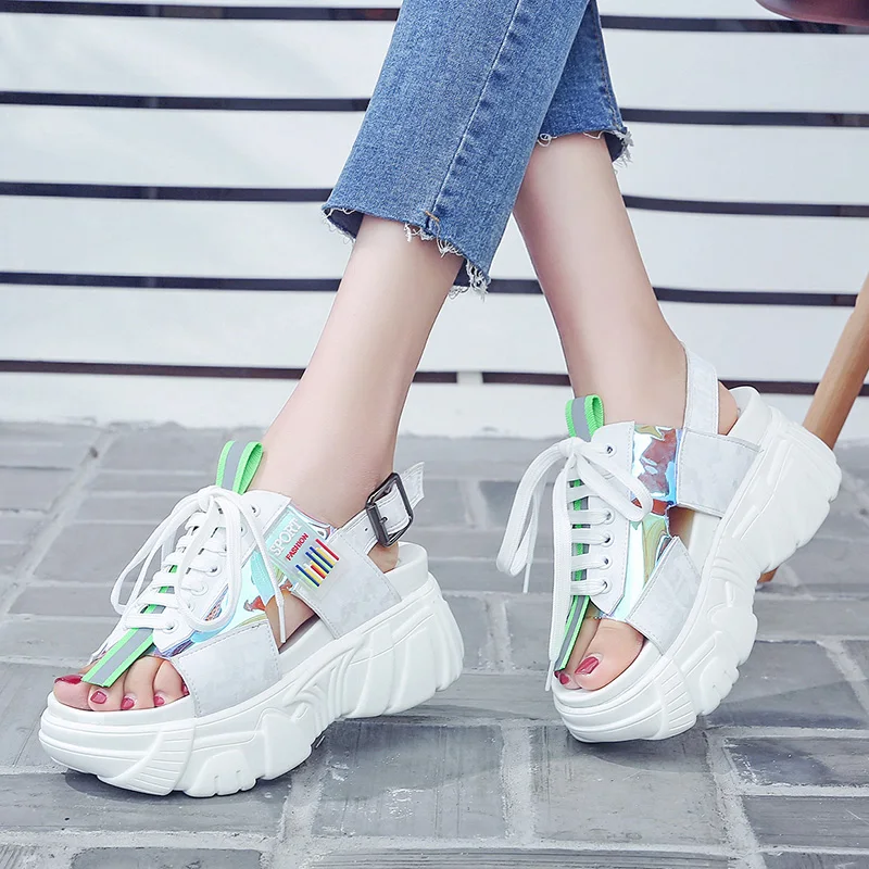 

Chunky Platform Wedge Women Sandals Summer Beach Open Toe Woman Sandalias Breathable Thick Sole Slipper Outside Flip-Flops Woman