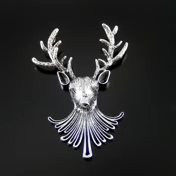 

(4Pieces) Creative Alloy Deer Head Necklace Pendant Vintage Man Bracelet Charms 76*60mm Jewelry Findings Handmade Craft 51966