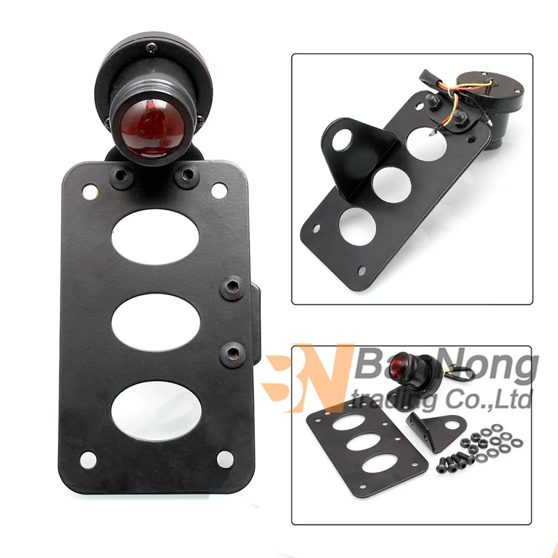 License Plate Bracket Side Mount Number Plate Holder Round Tail Light