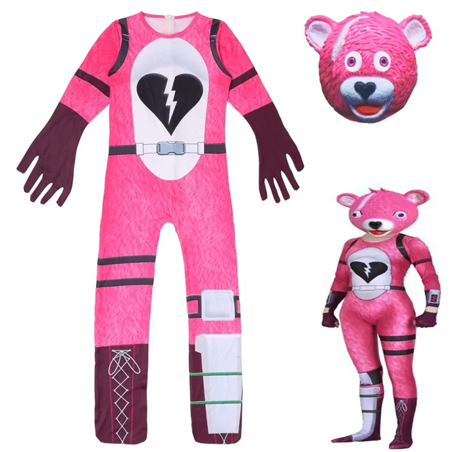 

Kids Fortinight Jumpsuit Child Game Cosplay Costume Bear Panda Fortnited Boys Rompers Girl Cuddle Team Leader Bodysuit Halloween