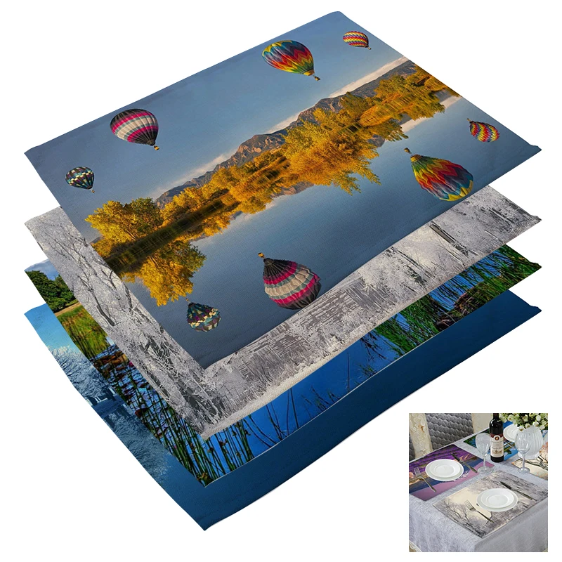 Эстетический пейзаж напечатанный Западный коврик для еды из хлопка и льна Настольный коврик подставки термостойкая декоративная кухонная салфетка-подставка