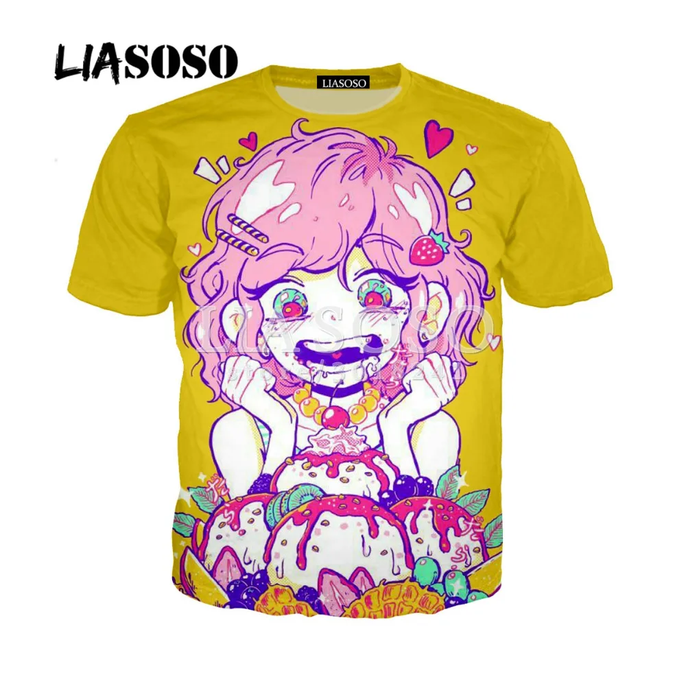 

LIASOSO Newest Anime T Shirts 3D Print AHEGAO GIRLS Neko Hoodie T-Shirt Men/Women Hip Hop Streetwear Tops Tee Short Sleeve Y117