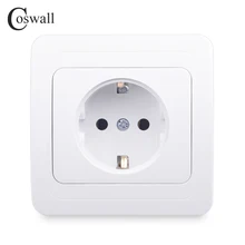 COSWALL настенная розетка 16A ЕС стандартная электрическая розетка с заземлением белый AC 110~ 250V керамическая основа медные аксессуары