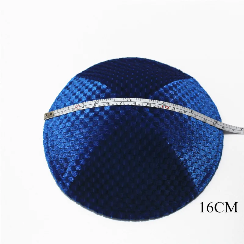 

Jewish kippot high quality Solid blue color cotton Velvet Kippa