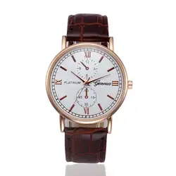 Роскошные мужские часы 2017 Топ бренд Ретро дизайн кожаный ремешок аналог, кварцевый сплав наручные часы элегантные мужские деловые часы Oct20
