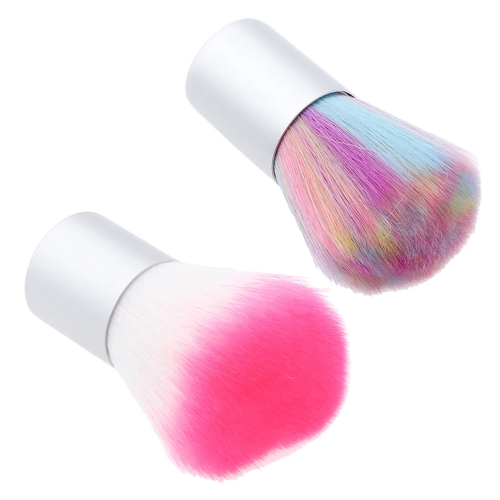 1Pc Versatile Neck Duster Brush Barber Cleaning Hairbrush Pretty Nail Art Dust Cleaning Brush Duster Remover, Rainbow / Pink 