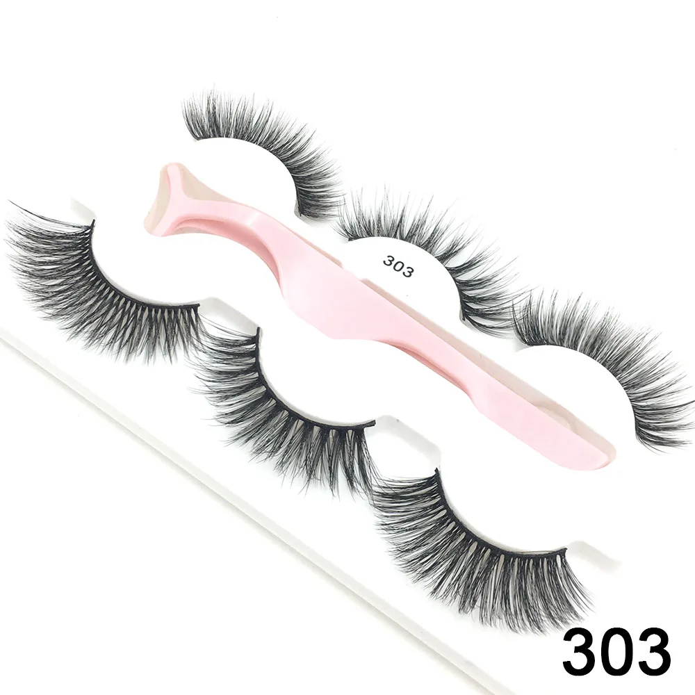 3 Pairs 3D Handmade Fake Eyelashes Natural Long Thick Makeup False Eyelashes Cross Eye Lashes Faux Cils for Makeup Tools - Цвет: 303