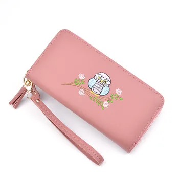 

Ladies Long Fashion Zipper Tassel Clutch Wallets New Owl Embroidery Wallet Large Capacity Wallets