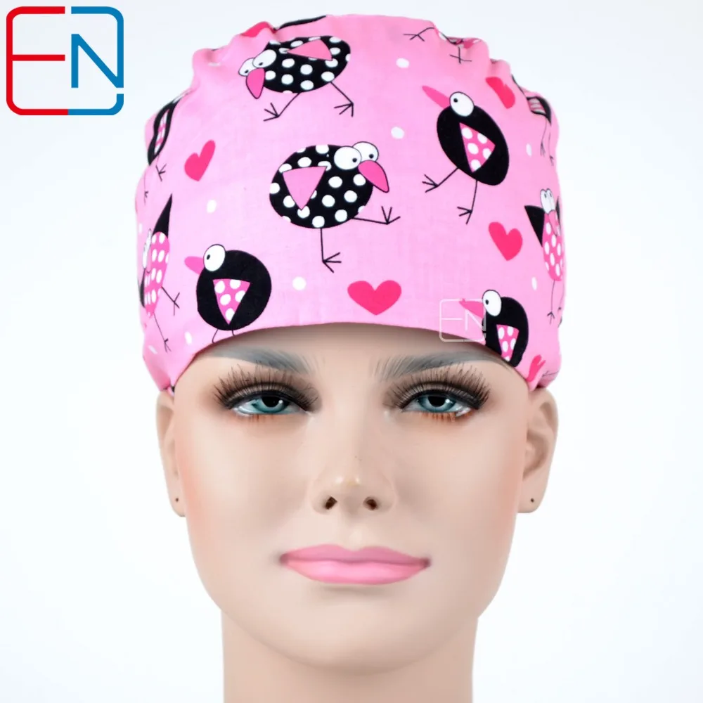 Matin длинные волосы хирургических Шапки врачей и медсестер специальная шляпа и хлопок волосы печати розовый настроение