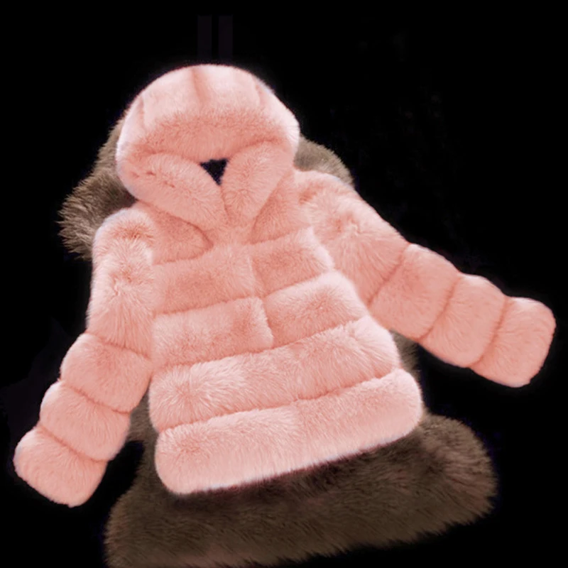 UPPIN шуба пальто из искусственного меха куртка с капюшоном женский розовый плюс размер модные зимние куртки из лисьего меха женские s топы для девочек новые пальто с капюшоном дубленка женская шуба женская шуба