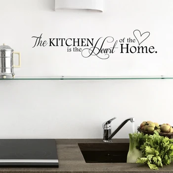 

New Kitchen is Heart of the Home Letter Pattern Wall Sticker PVC Removable Home Decor DIY wall art MURAL