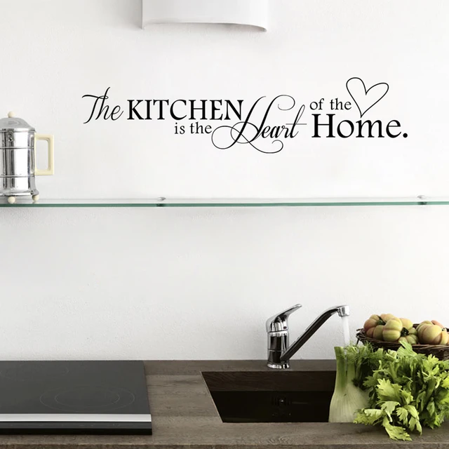 New Kitchen is Heart of the Home Letter Pattern Wall Sticker PVC Removable Home Decor DIY wall art MURAL