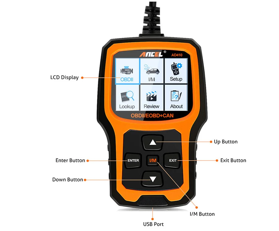 Ансель автомобиль инструмент диагностики OBD2 автомобильной сканера AD410 OBD 2 EOBD лучше ELM327 двигателя инструменты код ошибки чтения сканирования