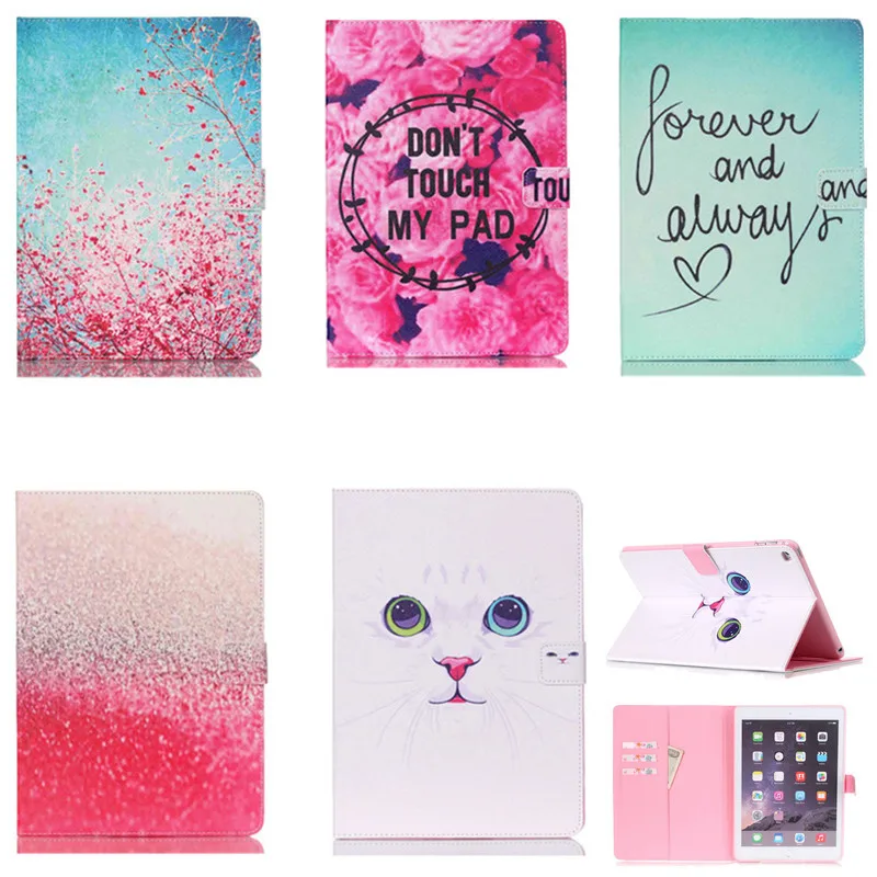 Stand Flip PU Leather For iPad Air 2 Case For iPad 6 Fashion Luxury Cuet White Cat Folio Magnetic Smart Tablet 9.7 Case Cover  (2)