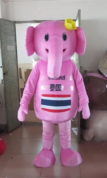 

High quality Pink Elephant Mascot Costume Cartoon Character Mascotte Mascota Outfit Suit No.962 Free Shipping
