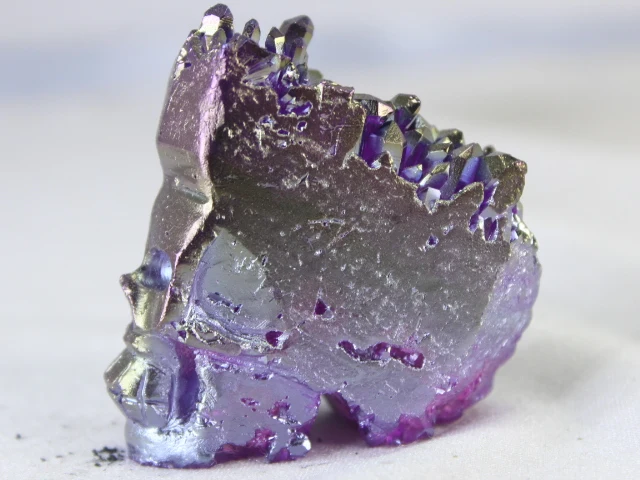 

NATURAL Quartz Crystal specimen cluster Carved Skull electroplate colour