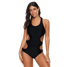 KANCOOLD, сексуальный Одноцветный Купальник для женщин, женский цельный купальник с перекрестными лямками на спине размера плюс, ткань