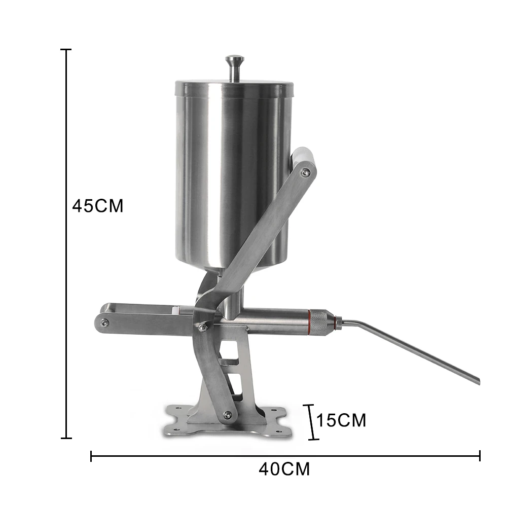GZZT Manual Churros Filler Stainless Steel 2.3L Food Filling Machine Easy to Operate Suitable for Restaurant Household