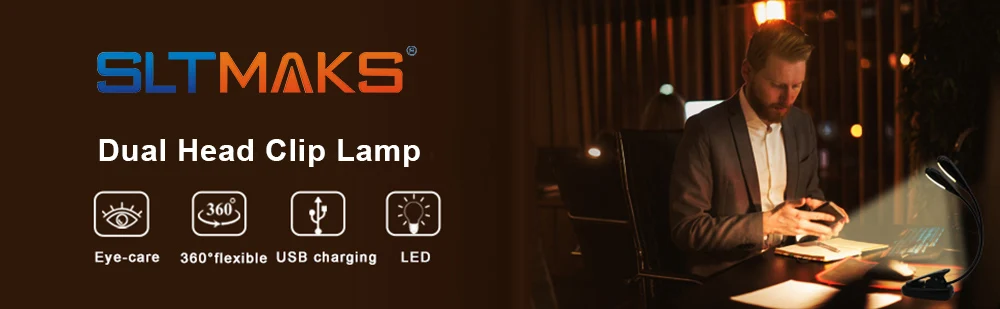 dual head led book light