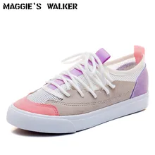 Maggie's Walker Women Fashion Mesh Canvas Casual Shoes Lacing Platform Patchwork Summer Out-door Shoes Size 35-40 Maggie's Walker Women Fashion Mesh Canvas Casual Shoes Lacing Platform Patchwork Summer Out-door Shoes Size 35-40
