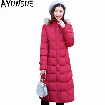 

AYUNSUE Parkas Mujer Winter Jacket Women Artificial Fur Collar Coats Hooded Women's Parka Long Woman Coat Casaco Feminino WXF456