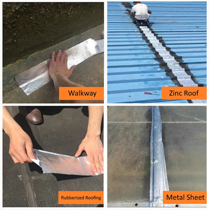 

Aluminum Foil Butyl Rubber Tape Self Adhesive Waterproof for Roof Pipe Marine Repair MAL999