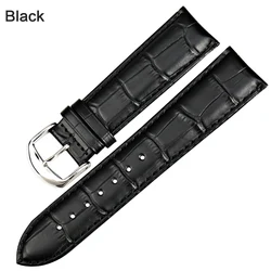 MAIKES Premium Black Genuine Leather Watch Strap - Elegant and Durable Watchband Accessory - 22mm (Black)