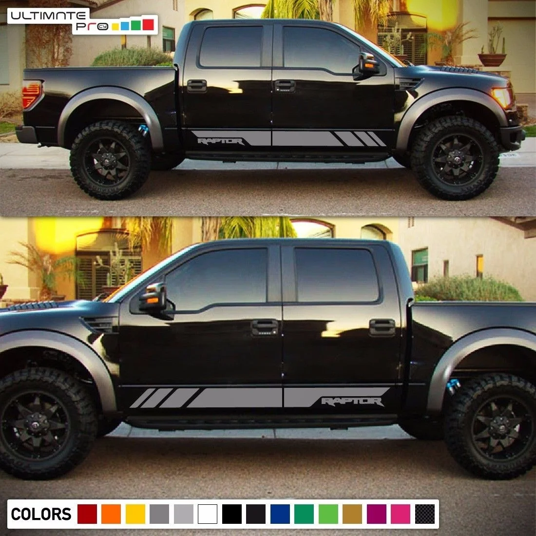 

For 1Set/2Pcs Decal Sticker Graphic Side Stripes For Ford Raptor SVT Flare Fender Lamp Chrome Car Styling