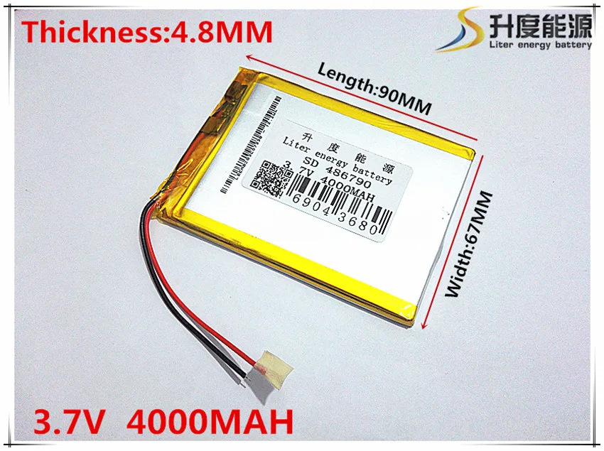 3 7V 4000mAh 486790 Lithium Polymer Li Po li ion Rechargeable Battery cells For Mp3 MP4