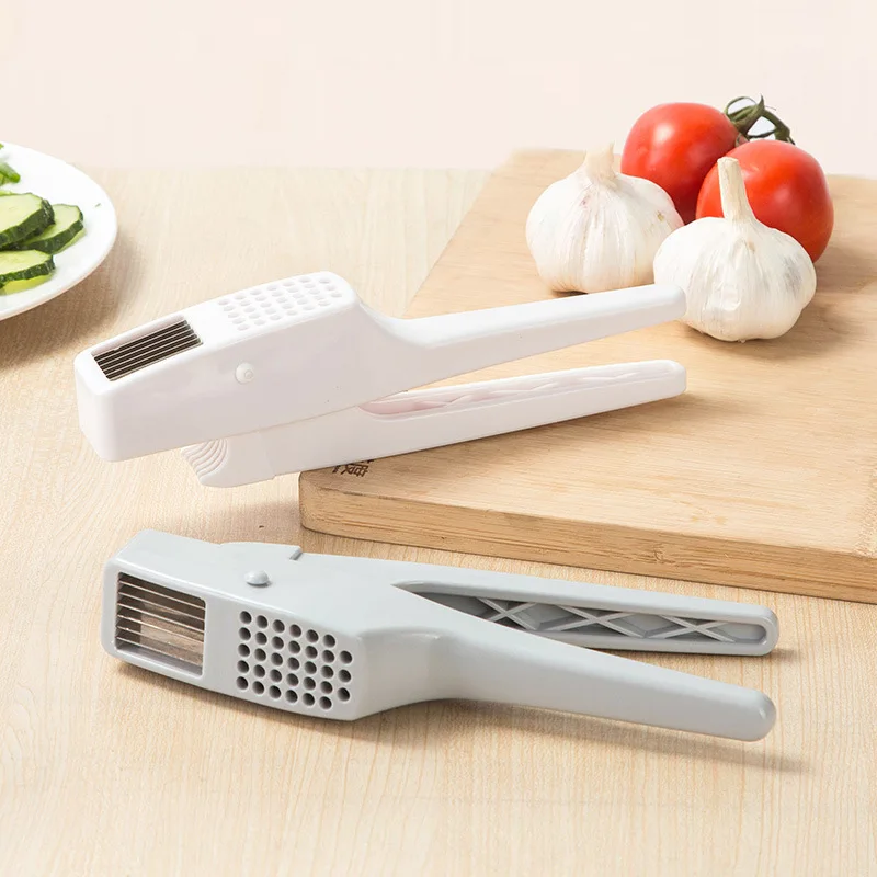 

FOURETAW 1 Pc Gray Pink Garlic Press Food Grade PP Ginge Crusher Garlic Presses Hand Press Garlic Ginger Presser Slicer Masher