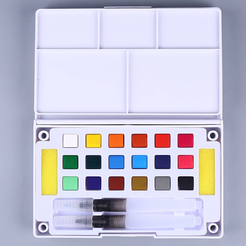 18/24/36 Colors Pigment Solid Watercolor Paints Set Professional Box With Paint Brush Watercolor Pigment Set Art Supplies