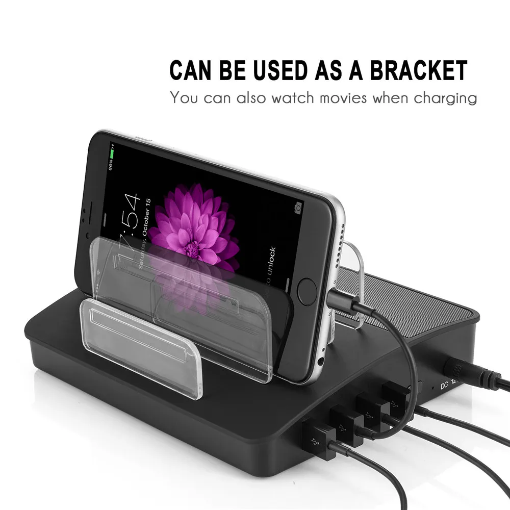 

Universal USB Charger 4 Port Charger Station Desktop Smart Phone Tablet Charger with Stand For Iphone 8 x samsung s8 s9