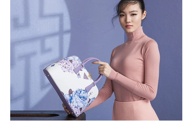 PMSIX дизайнерская брендовая известная женская сумка в китайском стиле с цветочным принтом, сумки из коровьей кожи, сумки через плечо черного цвета