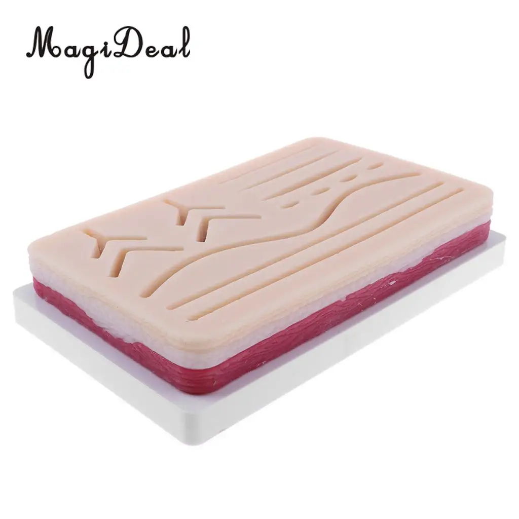 MagiDeal Human Skin Wound Suture Pad Model Suturing Practice Training Kit for Lab Supplies School Teaching Medical Study Aid