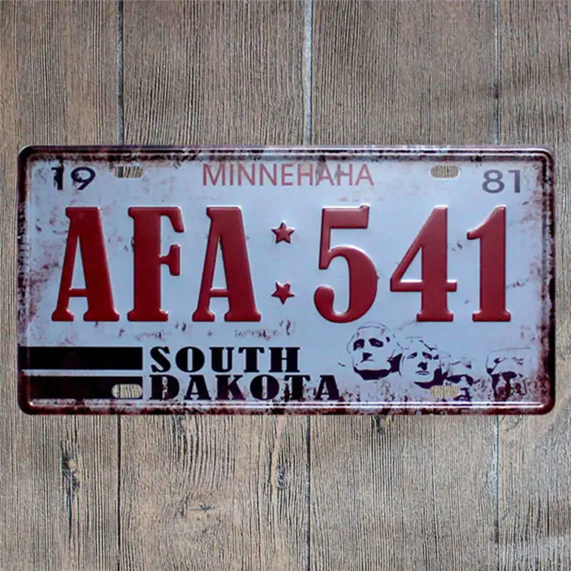 American License Plate USA Decorative Signs Plaque Vintage Metal Coffee Bar Decoration Home Decor 15x30 cm - Color: 9605