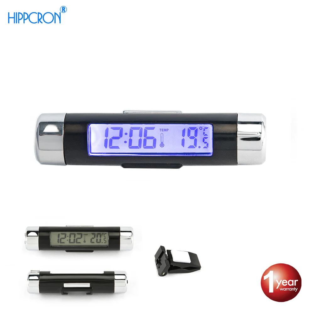 

Portable 2in1 Car Digital LCD Clock & Temperature Display Car Automotive Electronic Clock Thermometer Clip With Blue Backlight