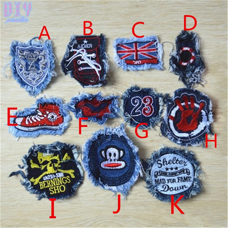 

22pcs Cartoon Jeans Sew Iron On Patches Embroidered Shoes Cloth Bag Applique Badge Fabric Clothes Apparel Sewing Crafts DIY