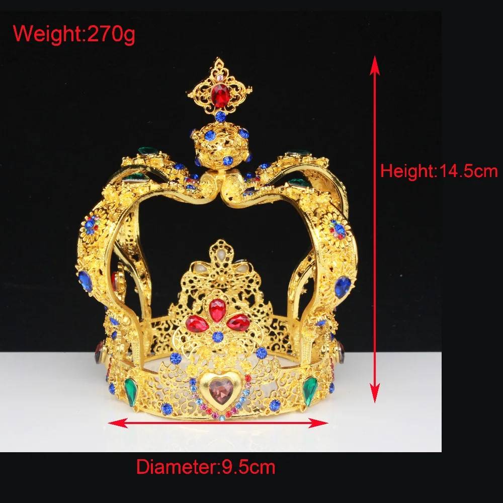 Male Cross Crown Baroque Bridal Wedding Crown Royal Queen King Tiara Birthday Party Hair Jewelry Accessories Prom Pageant Diadem